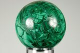 3.15" Flowery, Polished Malachite Sphere - Congo - #193486-1